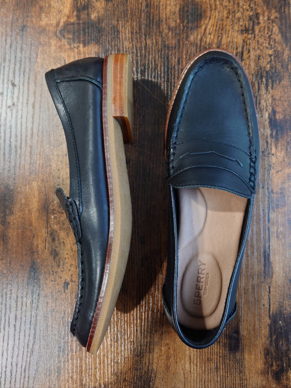 Sperry Women’s Black Leather Penny Loafers Comfort Flats Size 8.5